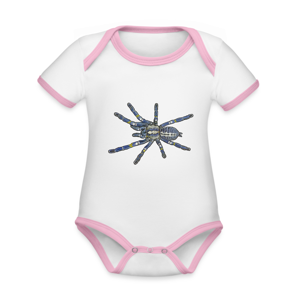 Baby Bio Kontrastbody kurz Poecilotheria metallica - Weiß/Rose