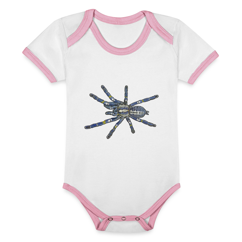 Baby Bio Kontrastbody kurz Poecilotheria metallica - Weiß/Rose