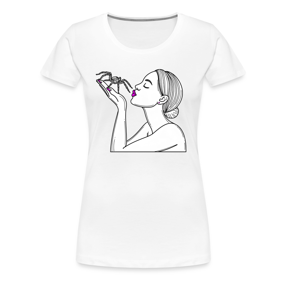 Frauen Basic T-Shirt Spinnenliebe Skizze - weiß