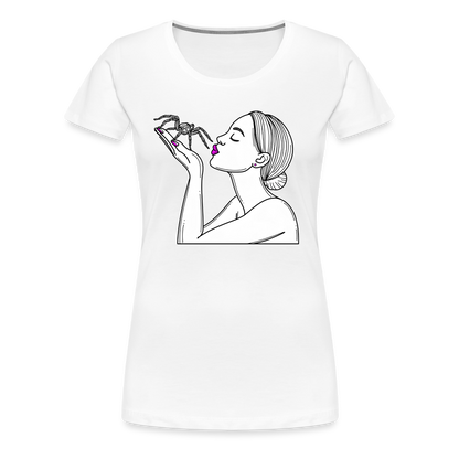Frauen Basic T-Shirt Spinnenliebe Skizze - weiß