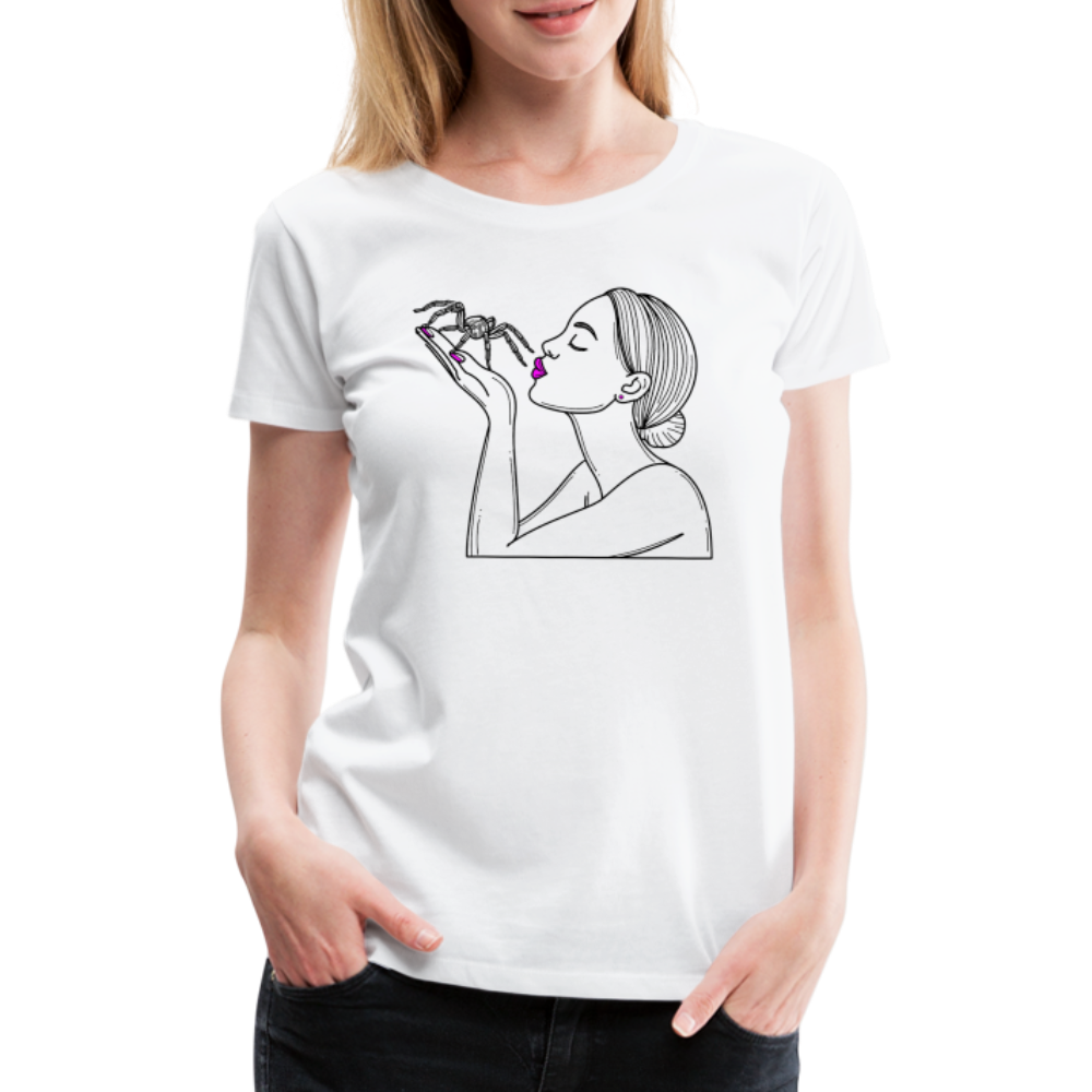 Frauen Basic T-Shirt Spinnenliebe Skizze - weiß