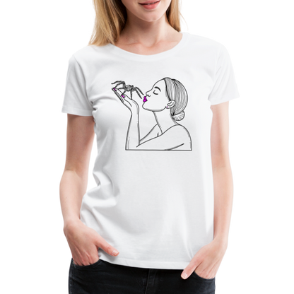 Frauen Basic T-Shirt Spinnenliebe Skizze - weiß