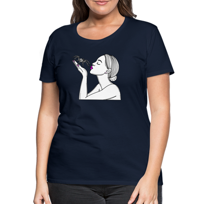 Frauen Basic T-Shirt Spinnenliebe Skizze - Navy