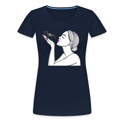 Frauen Basic T-Shirt Spinnenliebe Skizze - Navy