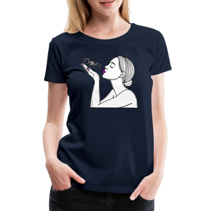 Frauen Basic T-Shirt Spinnenliebe Skizze - Navy