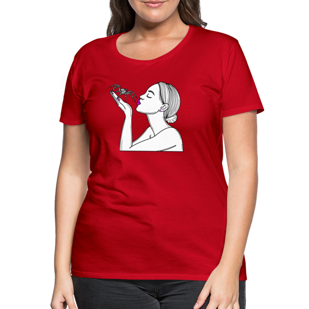 Frauen Basic T-Shirt Spinnenliebe Skizze - Rot