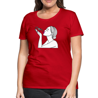 Frauen Basic T-Shirt Spinnenliebe Skizze - Rot