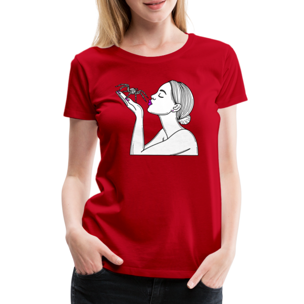 Frauen Basic T-Shirt Spinnenliebe Skizze - Rot