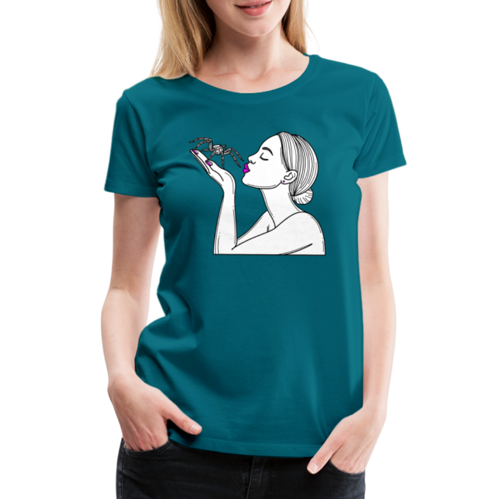 Frauen Basic T-Shirt Spinnenliebe Skizze - Divablau