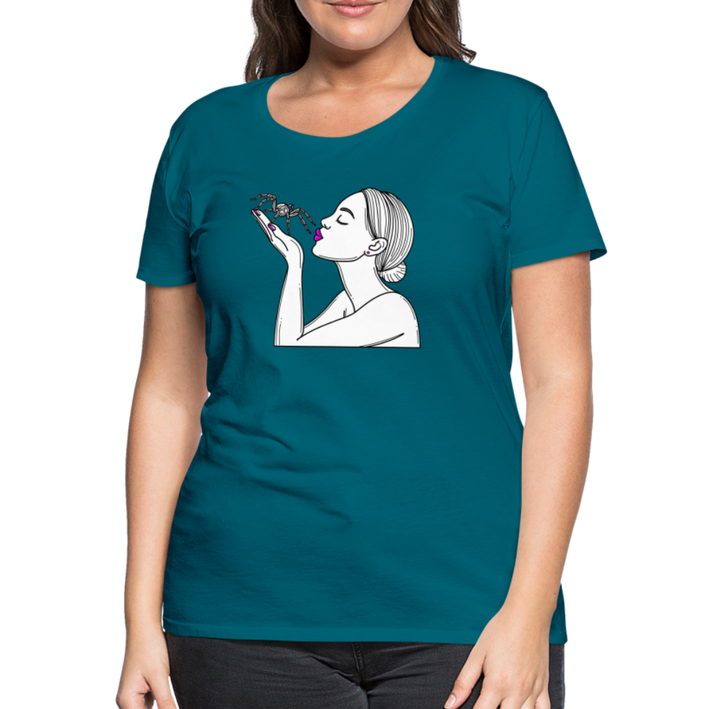 Frauen Basic T-Shirt Spinnenliebe Skizze - Divablau