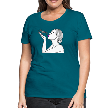 Frauen Basic T-Shirt Spinnenliebe Skizze - Divablau