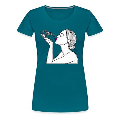 Frauen Basic T-Shirt Spinnenliebe Skizze - Divablau