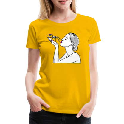 Frauen Basic T-Shirt Spinnenliebe Skizze - Sonnengelb