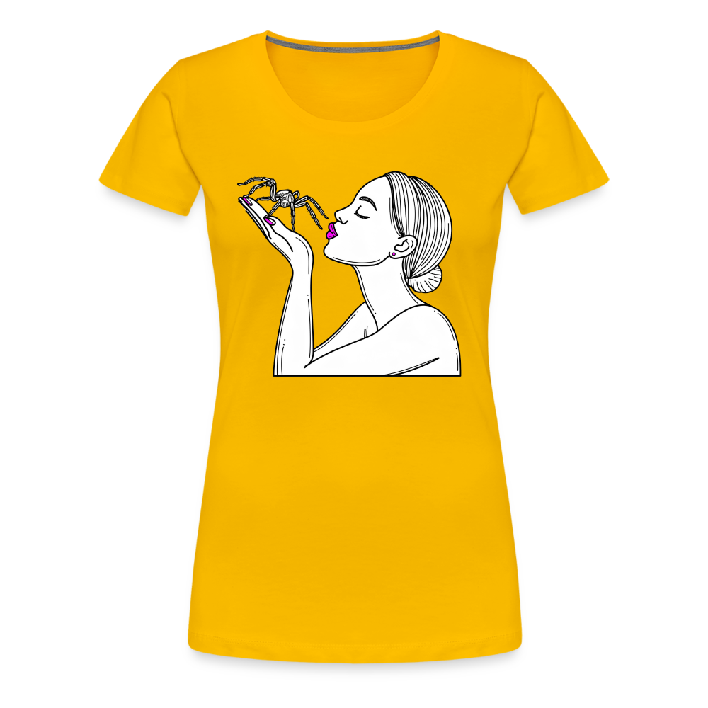 Frauen Basic T-Shirt Spinnenliebe Skizze - Sonnengelb