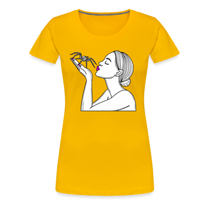 Frauen Basic T-Shirt Spinnenliebe Skizze - Sonnengelb