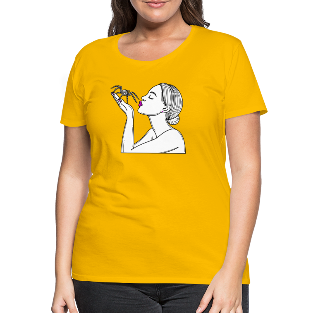 Frauen Basic T-Shirt Spinnenliebe Skizze - Sonnengelb