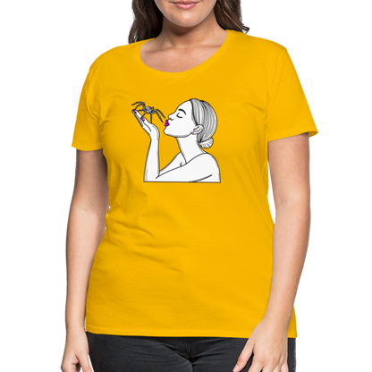 Frauen Basic T-Shirt Spinnenliebe Skizze - Sonnengelb