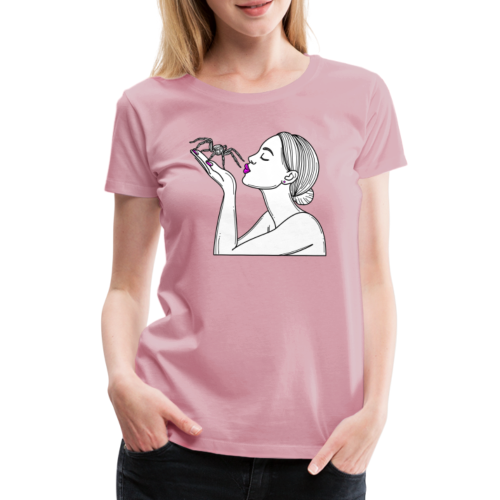 Frauen Basic T-Shirt Spinnenliebe Skizze - Hellrosa