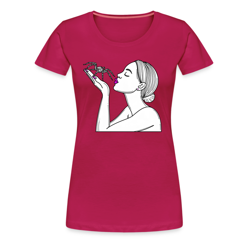 Frauen Basic T-Shirt Spinnenliebe Skizze - dunkles Pink