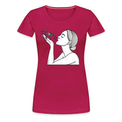 Frauen Basic T-Shirt Spinnenliebe Skizze - dunkles Pink