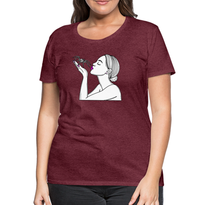 Frauen Basic T-Shirt Spinnenliebe Skizze - Bordeauxrot meliert