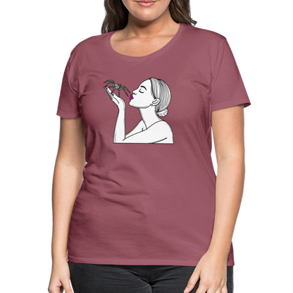 Frauen Basic T-Shirt Spinnenliebe Skizze - Malve