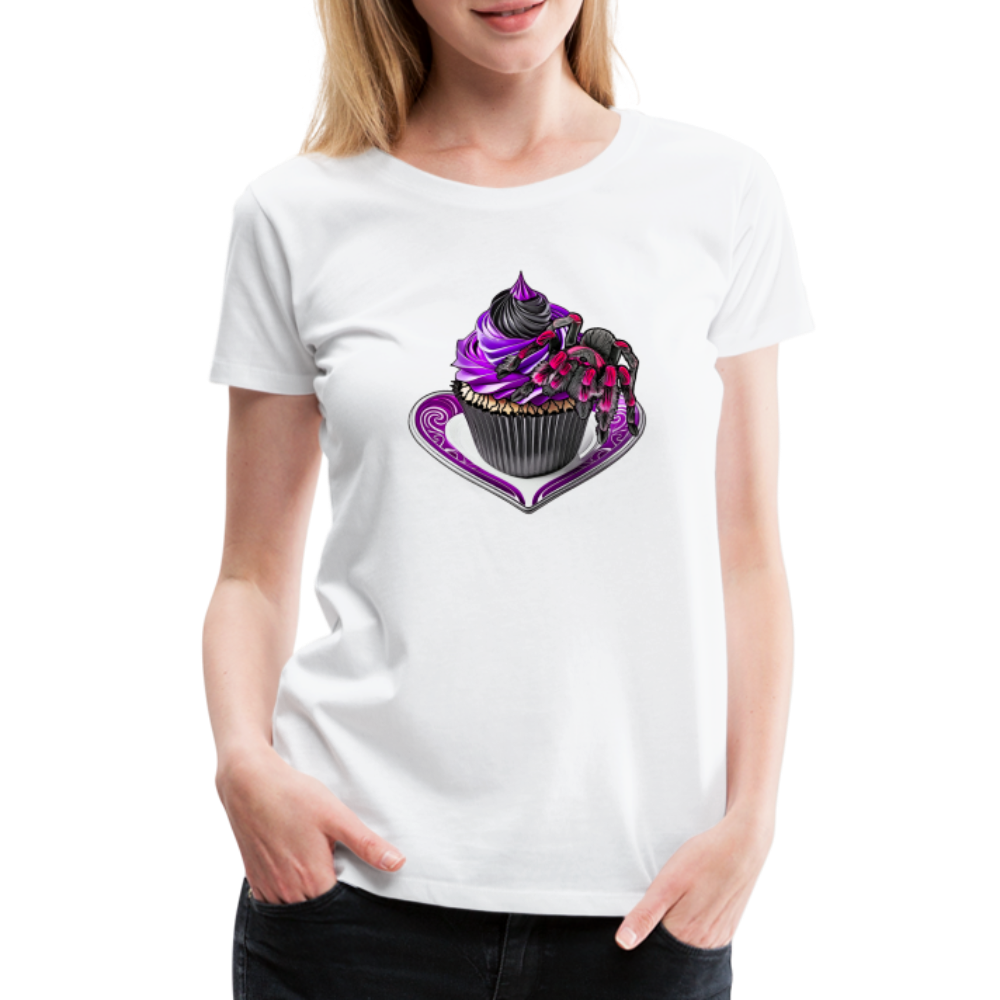 Frauen Basic T-Shirt Tarantula Cupcake - weiß