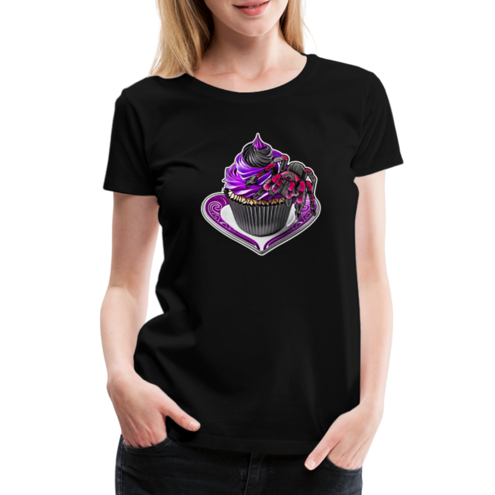 Frauen Basic T-Shirt Tarantula Cupcake - Schwarz