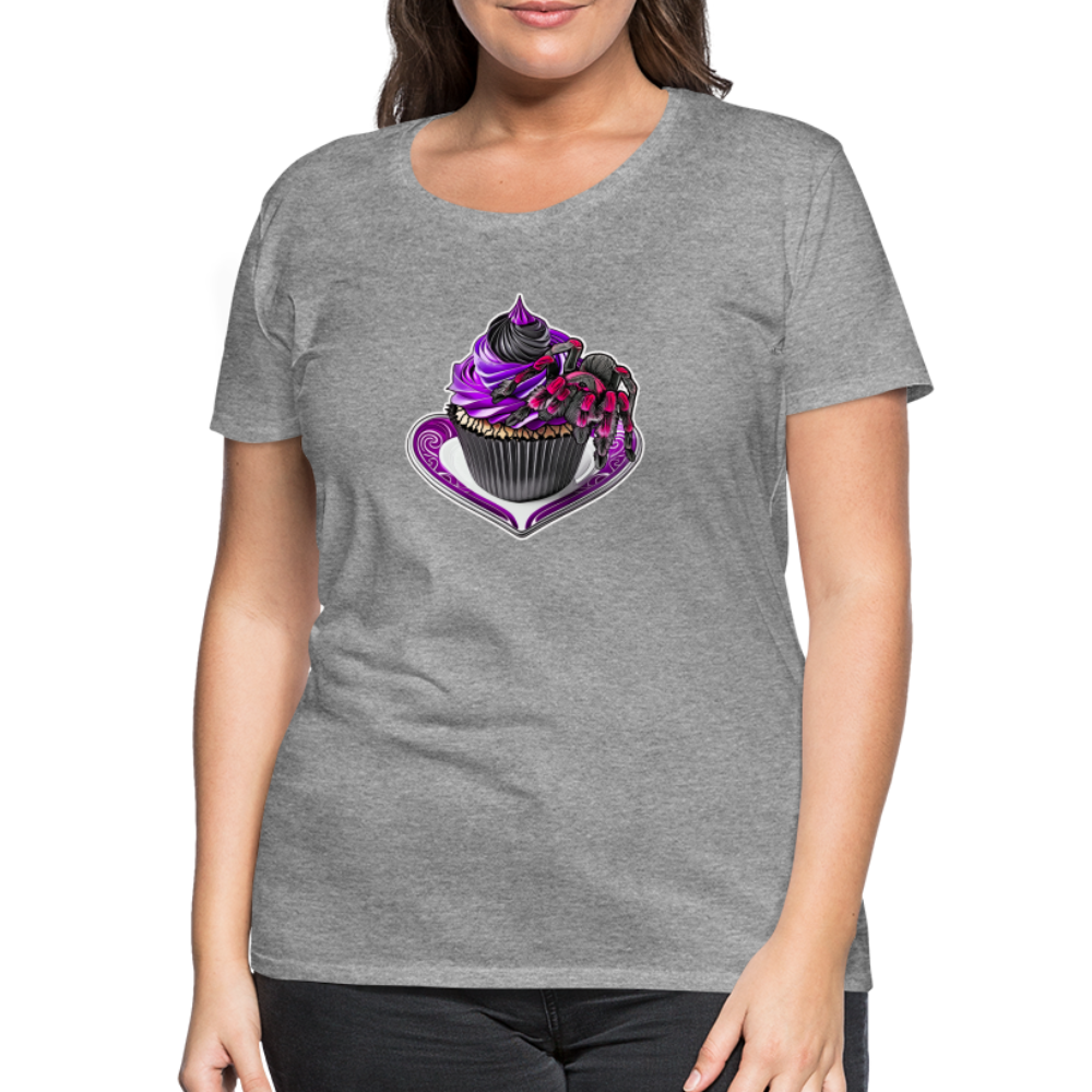 Frauen Basic T-Shirt Tarantula Cupcake - Grau meliert