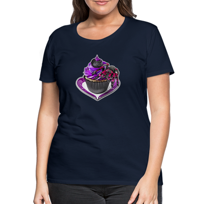 Frauen Basic T-Shirt Tarantula Cupcake - Navy