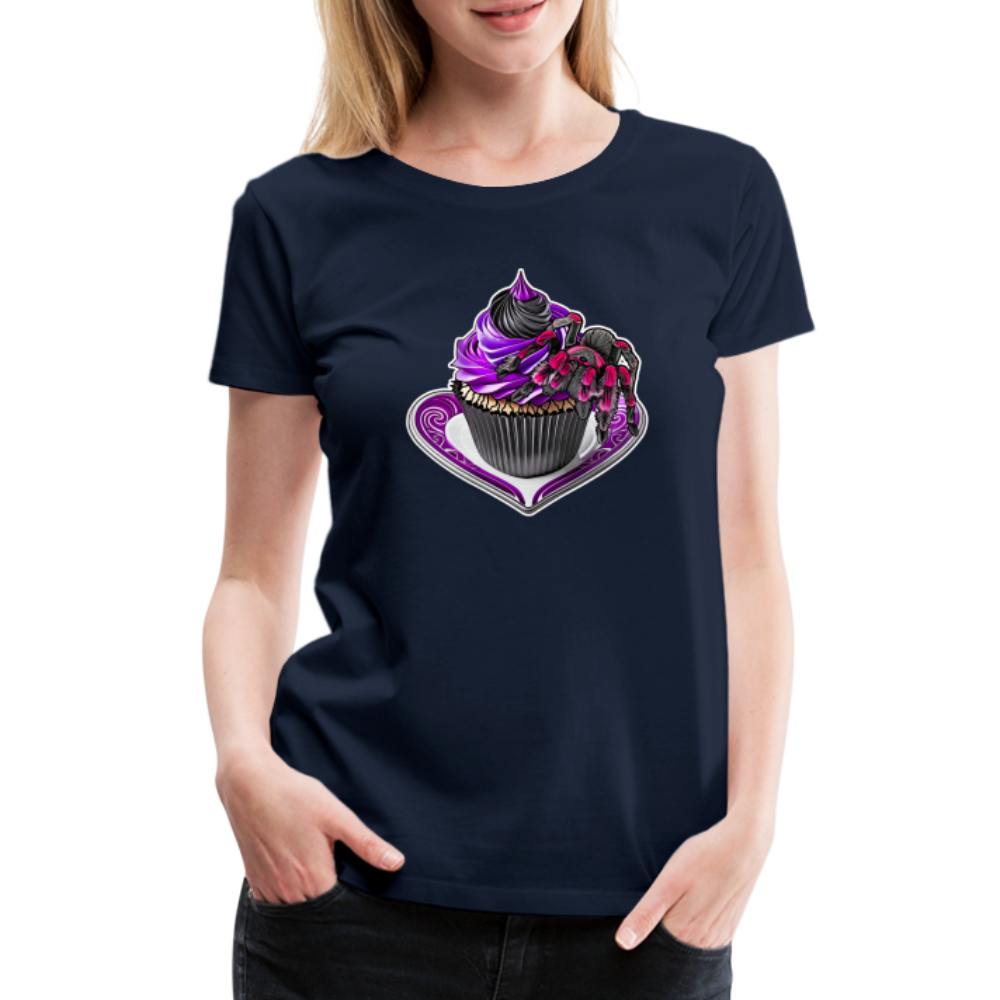 Frauen Basic T-Shirt Tarantula Cupcake - Navy