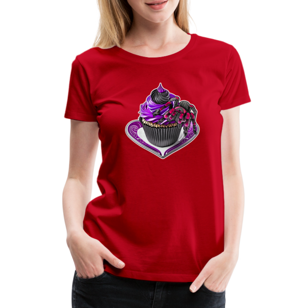 Frauen Basic T-Shirt Tarantula Cupcake - Rot