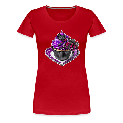 Frauen Basic T-Shirt Tarantula Cupcake - Rot