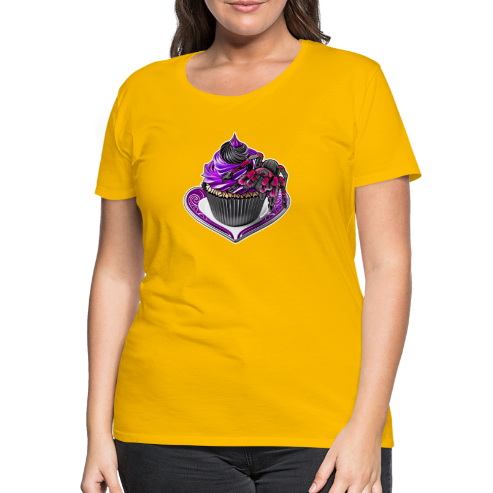 Frauen Basic T-Shirt Tarantula Cupcake - Sonnengelb