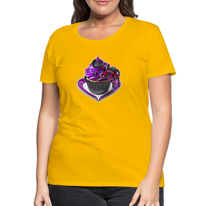 Frauen Basic T-Shirt Tarantula Cupcake - Sonnengelb