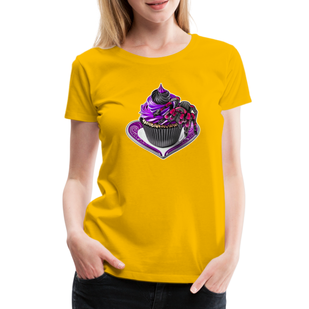 Frauen Basic T-Shirt Tarantula Cupcake - Sonnengelb