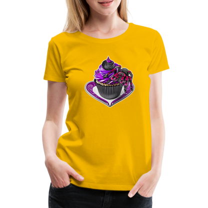 Frauen Basic T-Shirt Tarantula Cupcake - Sonnengelb
