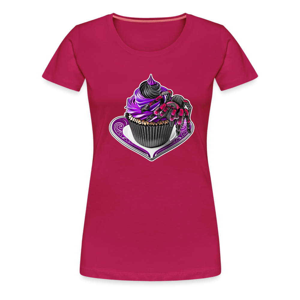 Frauen Basic T-Shirt Tarantula Cupcake - dunkles Pink