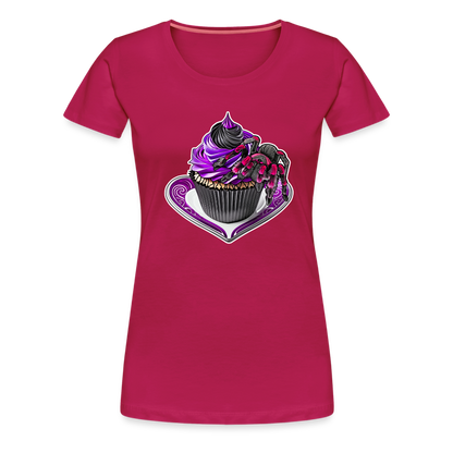 Frauen Basic T-Shirt Tarantula Cupcake - dunkles Pink