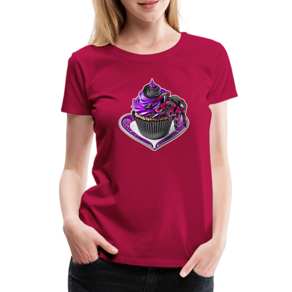 Frauen Basic T-Shirt Tarantula Cupcake - dunkles Pink