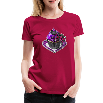 Frauen Basic T-Shirt Tarantula Cupcake - dunkles Pink
