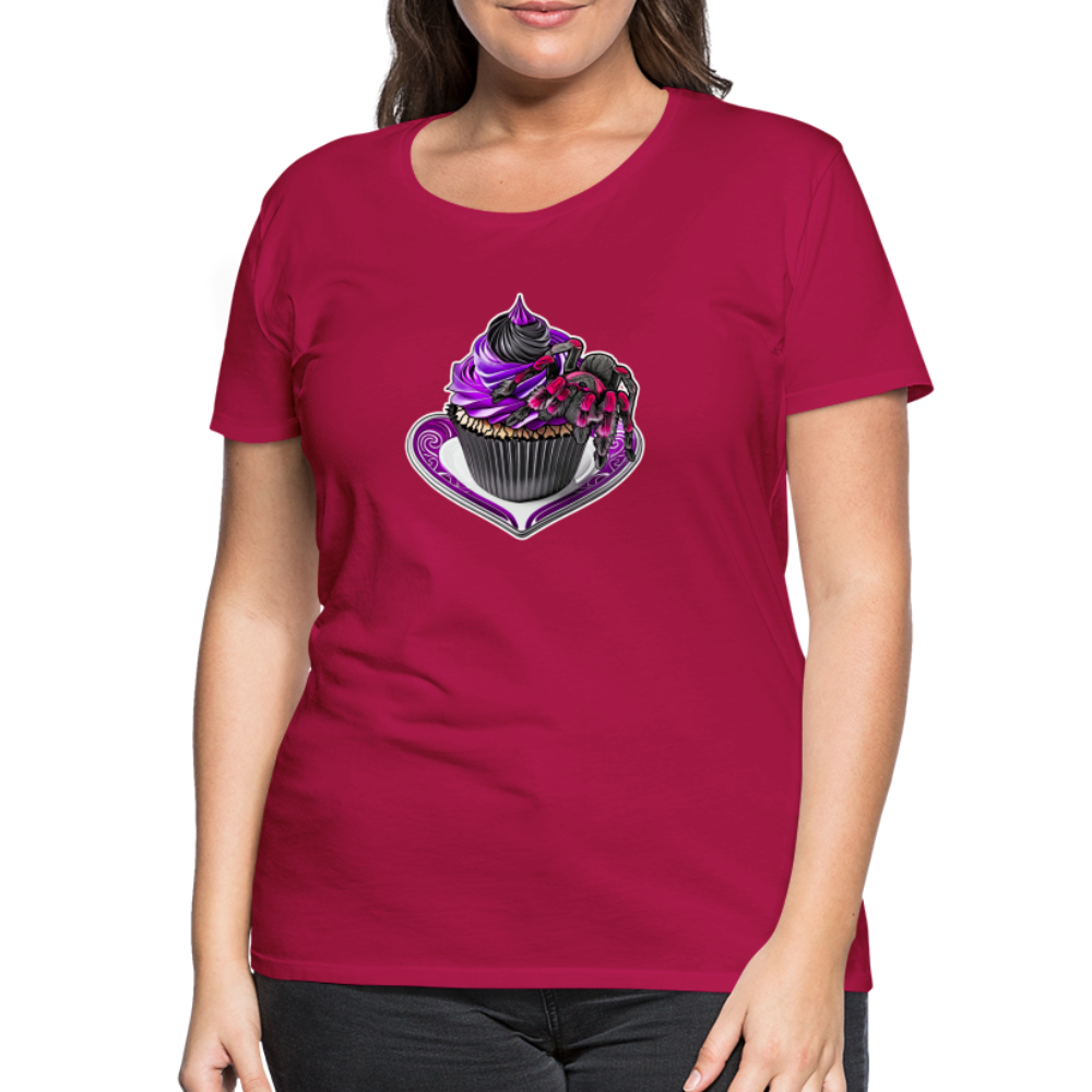 Frauen Basic T-Shirt Tarantula Cupcake - dunkles Pink