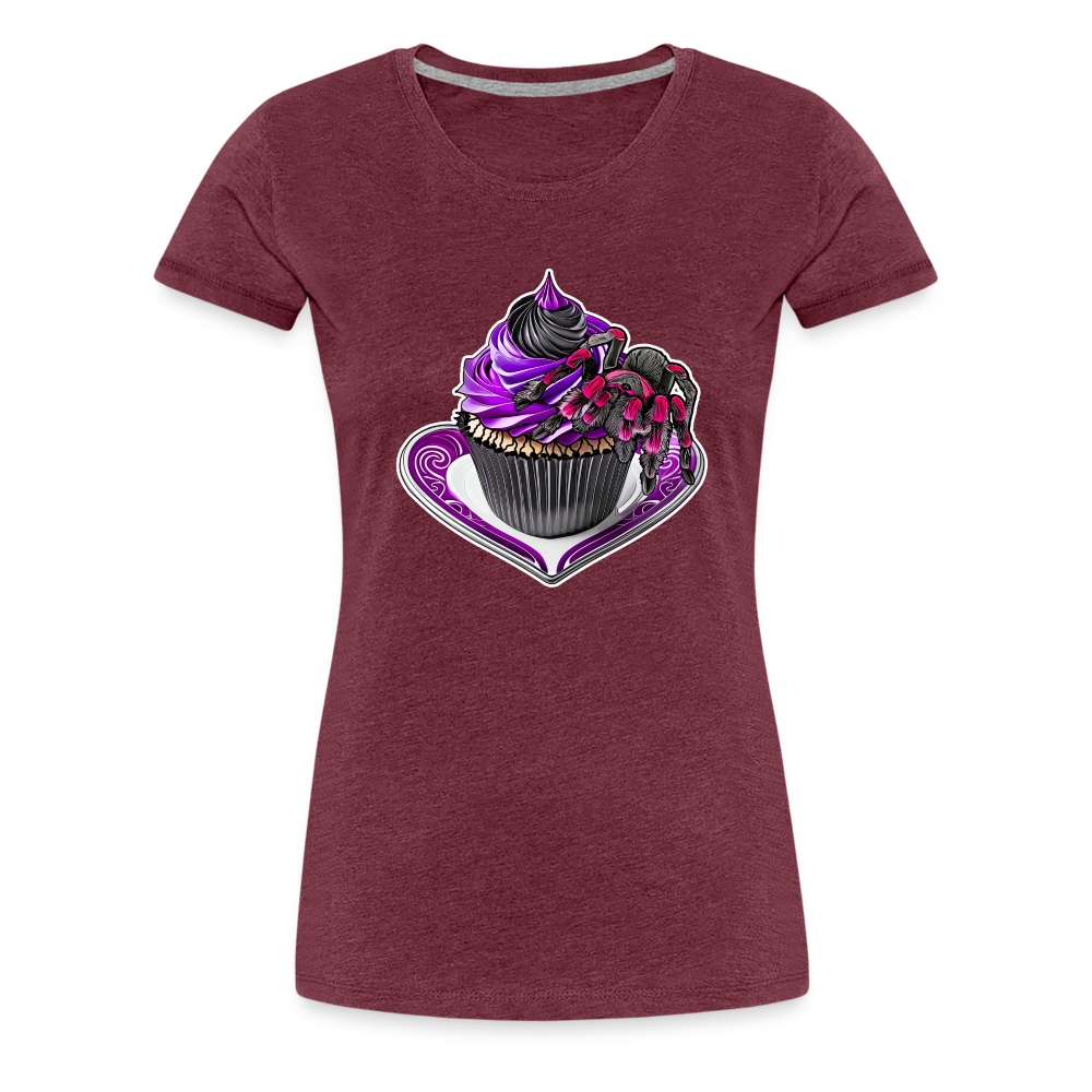 Frauen Basic T-Shirt Tarantula Cupcake - Bordeauxrot meliert