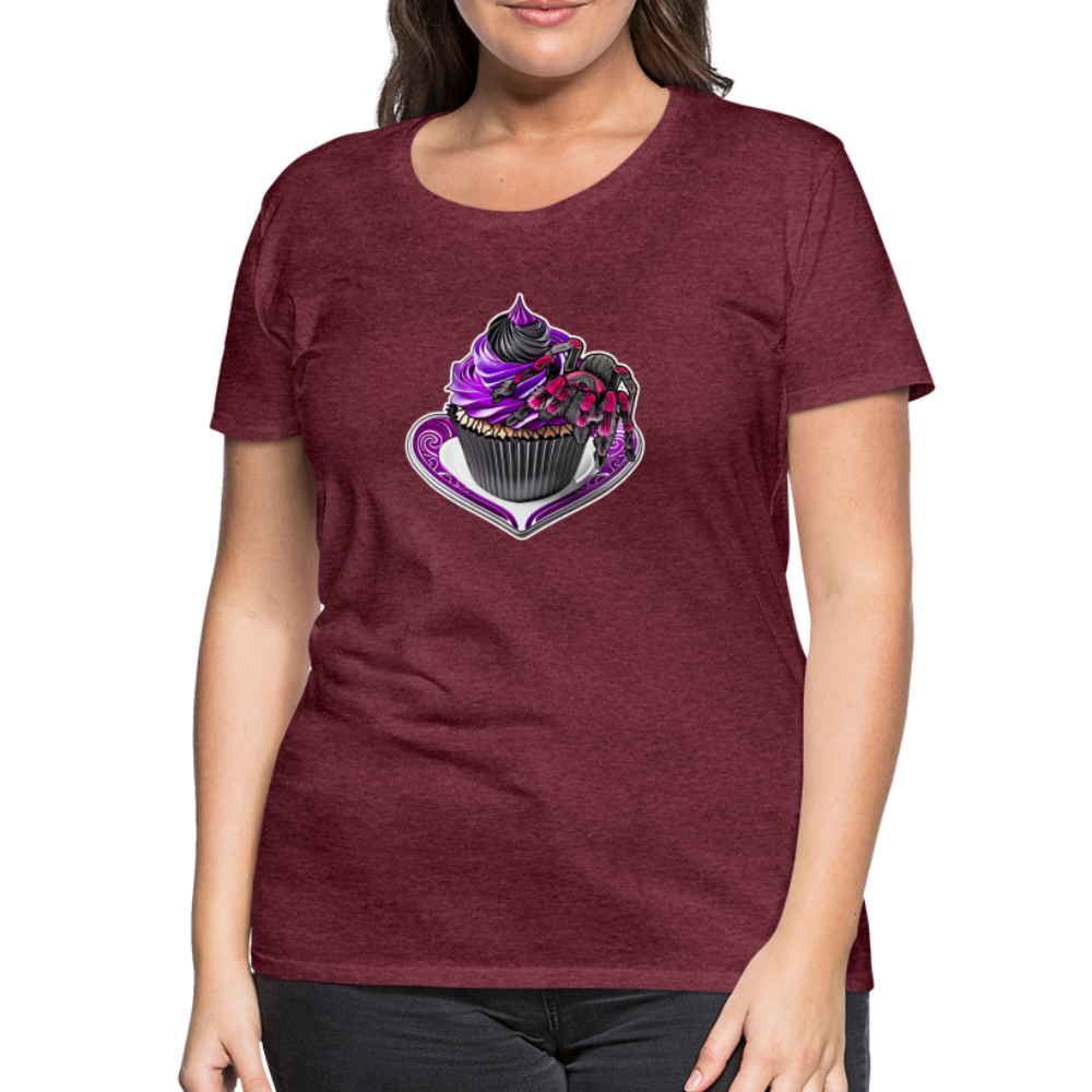Frauen Basic T-Shirt Tarantula Cupcake - Bordeauxrot meliert