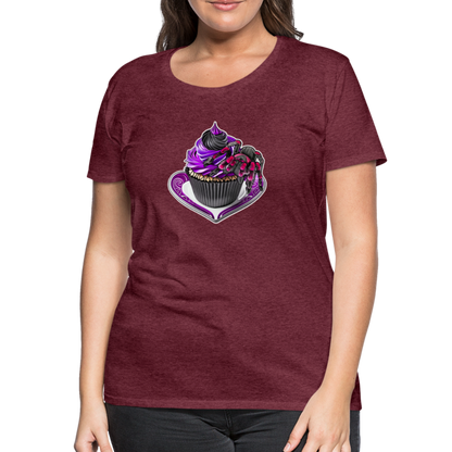 Frauen Basic T-Shirt Tarantula Cupcake - Bordeauxrot meliert