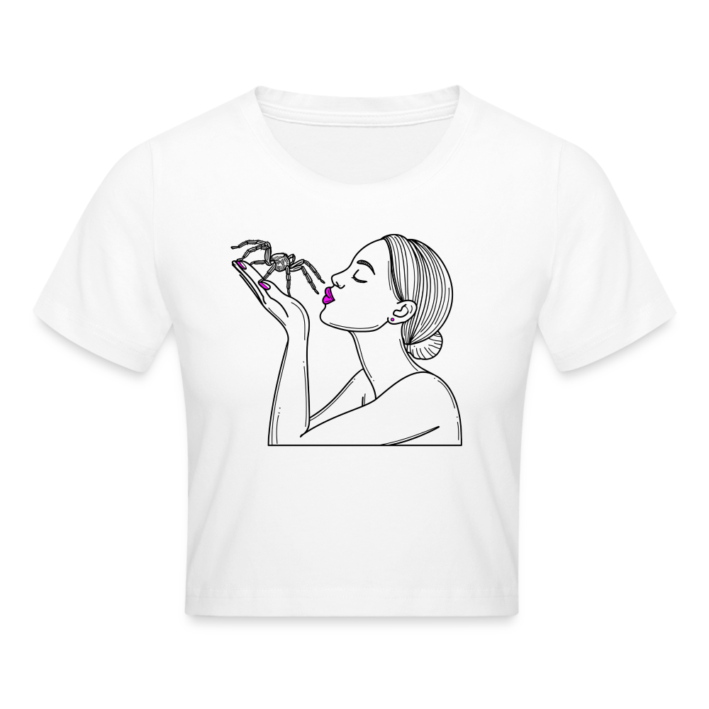 Crop T-Shirt Spinnenliebe Skizze - weiß