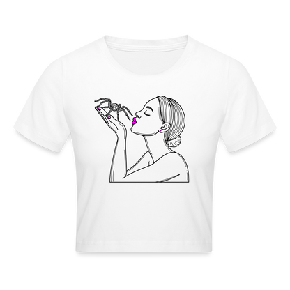 Crop T-Shirt Spinnenliebe Skizze - weiß