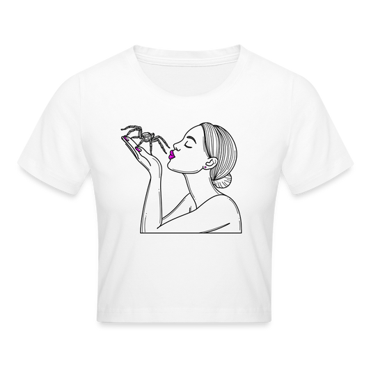 Crop T-Shirt Spinnenliebe Skizze - weiß