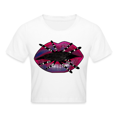 Crop T-Shirt Tarantula Lips - weiß