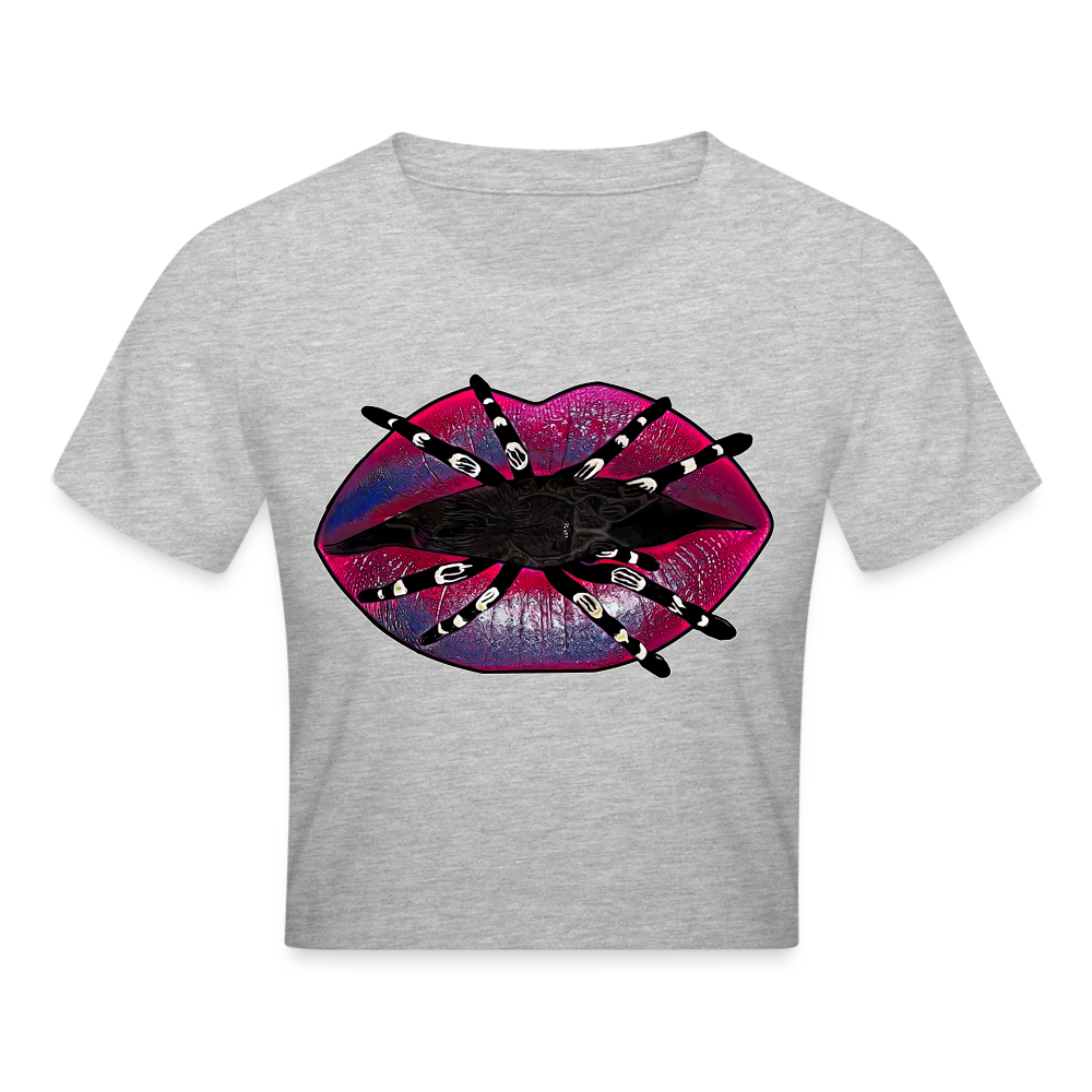 Crop T-Shirt Tarantula Lips - Grau meliert